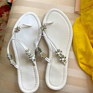 White Sandler with beaded details.  Bundle and save 3 or more $ & on shipping